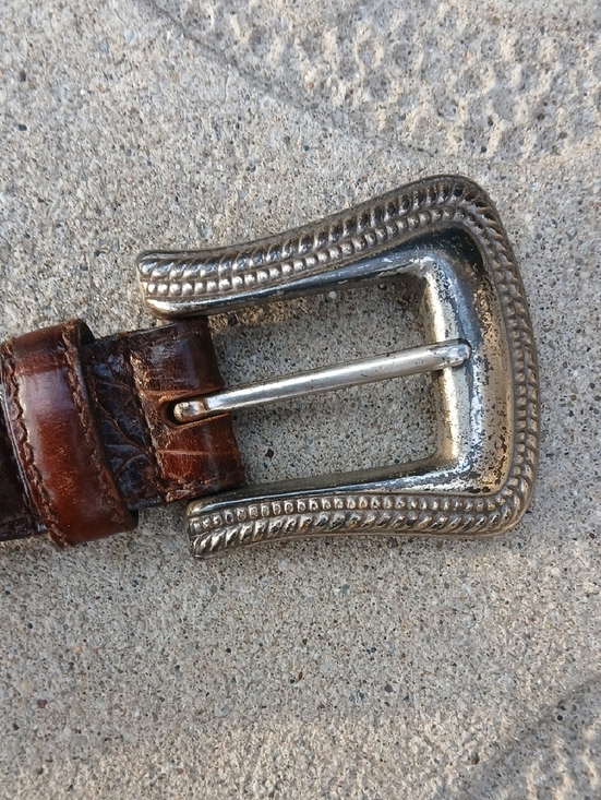 Fossil Leather Belt Womens Sz M Silver Buckle Brown Leather Sz M  28\
